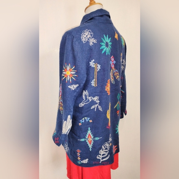 STAR GAZER EMBROIDERED LINEN JACKET - Picture 6 of 13
